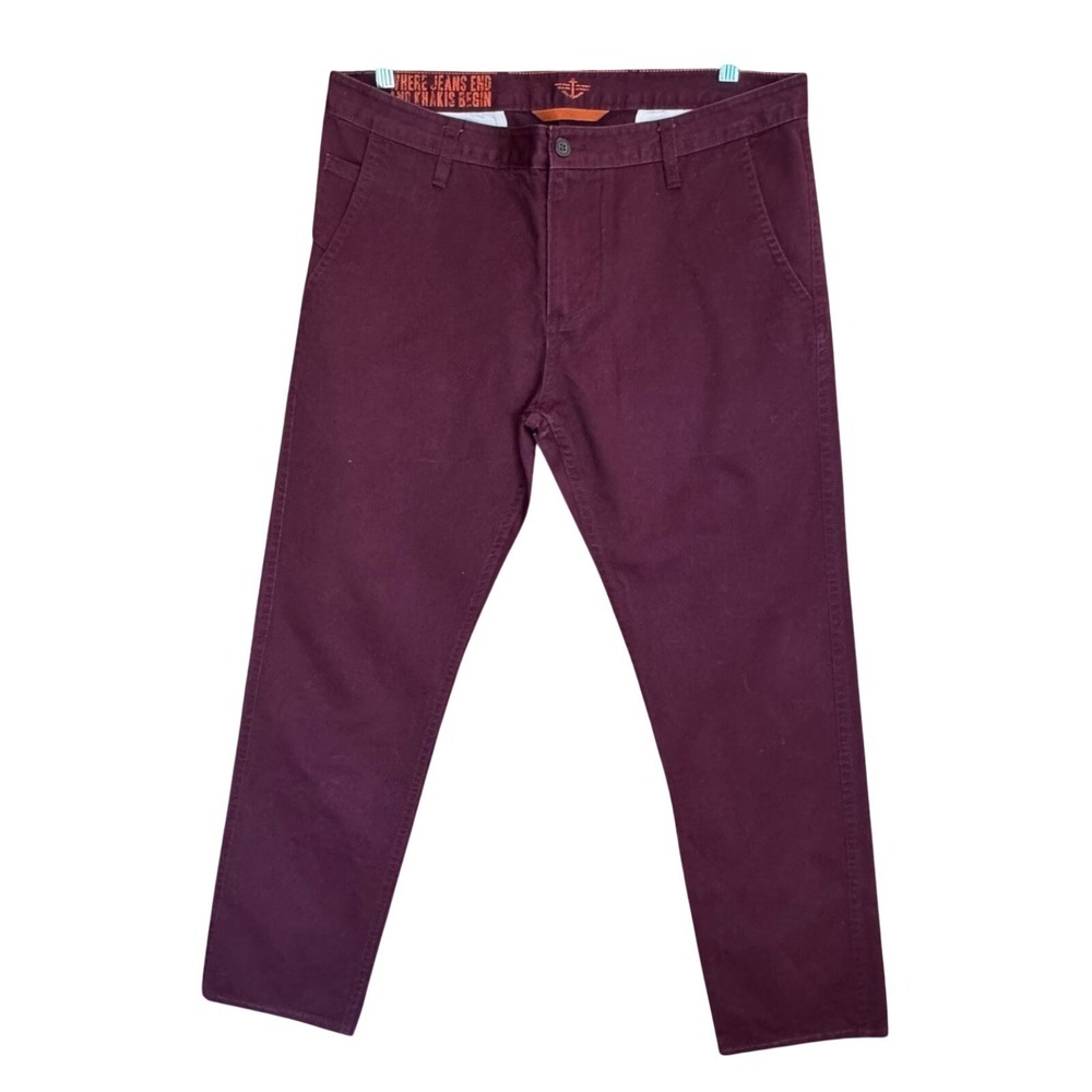 Dockers Alpha Slim Khaki Pants Mens 35x30 Maroon Worn Once Minor Flaw Fixable - Picture 1 of 8